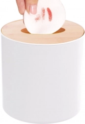 Kosz łazienkowy Whitney 1,5 l – biały, bambusowa pokrywa