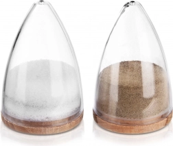 Solniczka i pieprzniczka, zestaw 2 szt., stożkowy design z drewnianą pokrywką