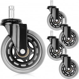 Gumowe kółka do krzesła biurowego 75 mm, trzpień 11 mm, 5 szt.