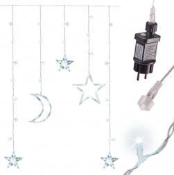 Świetlna kurtyna LED wisząca księżyc i gwiazdy 2,5 m, 138 LED – Biały