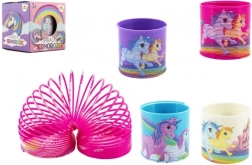 Plastowa sprężyna spiralna z jednorożcami, średnica 6,5 cm