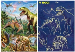 Świecące puzzle świat dinozaurów 100 XL elementów