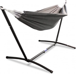 Ogrodowa antracytowa hamakowa siatka z wolnostojącym stalowym stelażem
