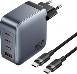 Vention ładowarka sieciowa 3x USB-C, 1x USB-A (100W/100W/30W/30W) z kablem USB-C do USB-C (1 m)