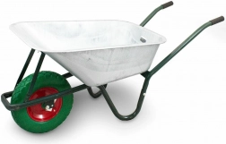 budowlana taczka ogrodowa 100 l z bezdętkowym kołem PU około 40 cm, stalowa wanna, nośność 250 kg