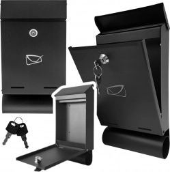 Skrzynka pocztowa z ocynkowanej stali z tubusem na gazety, czarna 32,5 × 22,5 × 9,5 cm