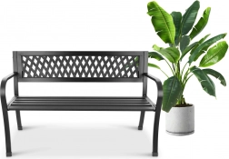 Ogrodowa metalowa ławka z oparciem do parku, na taras i balkon