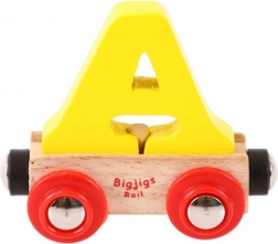 Drewniany wagonik do kolejki z literą A