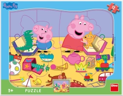 Dino puzzle Świnka Peppa się bawi - kształty 12 elementów