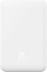 Magnetyczny mini powerbank Baseus 5000 mAh z USB‑C 20 W i ładowaniem bezprzewodowym – biały