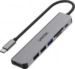 hub usb-c 7 w 1 aluminiowy z pd 100 w, 5 gbps i hdmi 4k