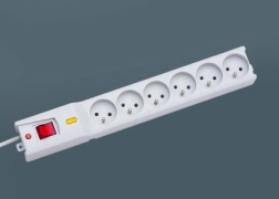 Listwa antyprzepięciowa Lestar, 6 gniazd, 3 m, szara