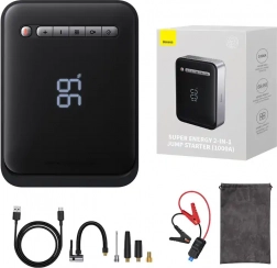 Rozruchowa powerbank i kompresor 2w1 Baseus Super Energy, 8000 mAh, 1000 A (czarna)