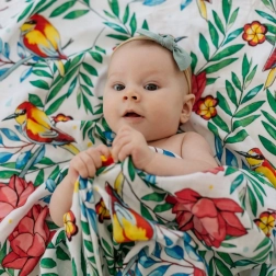 Bambusowy kocyk muślinowy Blooming Day 120x120 cm