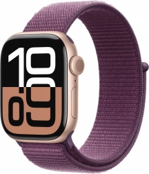 Apple Watch Series 10 GPS + Cellular 42 mm różowozłoty aluminium z paskiem sportowym Śliwka