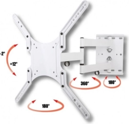 Regulowany biały uchwyt ścienny do LCD/LED 23–55 cali