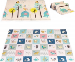 Dwustronna piankowa mata do zabawy 200 × 150 cm z alfabetem i miarką wzrostu ECOTOYS