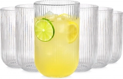 Zestaw szklanek 400 ml Vilde, 6 szt. – żebrowane przezroczyste szklanki do napojów
