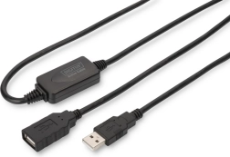 Aktywny przedłużacz USB 2.0 USB-A (męski) do USB-A (żeński) 15 m, czarny
