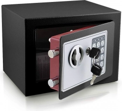 Elektroniczny mini sejf 23 × 17 × 17 cm – stalowy, kompaktowy i bezpieczny
