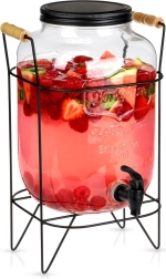 Szklany dyspenser do napojów z kranikiem i stojakiem 8 l