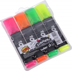 Zestaw zakreślaczy z grubą ściętą końcówką, 4 kolory