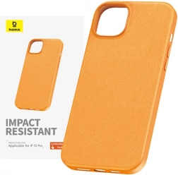 Etui na iPhone 15 Pro Max Baseus Fauxther Series pomarańczowe