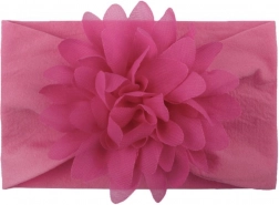 Dziecięca opaska z kwiatem – ciemnoróżowa, szeroka