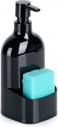Dozownik do płynu do mycia naczyń z przegródką na gąbkę, czarny 500 ml
