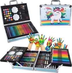 Zestaw artystyczny w walizce 145 szt. niebieski