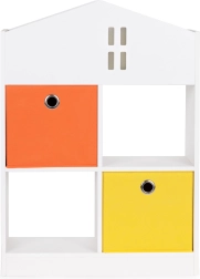 Dziecięca biblioteczka w kształcie domku z przegródkami i materiałowymi boxami ECOTOYS