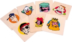 Drewniane urodzinowe talerzyki Wesołe Głowy SMALL FOOT, zestaw 7 szt.