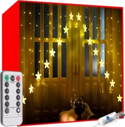LED świetlna kurtyna gwiazdy 136 LED ciepła biel z pilotem