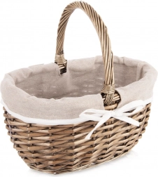 Wiklinowy kosz piknikowy z materiałową wkładką 32,5 × 24 × 32 cm