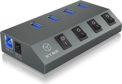 Czteroportowy hub USB 3.0 z wyłącznikami IB-HUB1405C