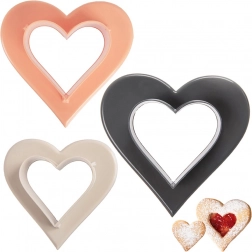 Dwustronne wykrawacze do ciastek serce, zestaw 3 szt.