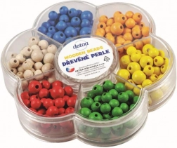 Detoa drewniane koraliki w kwiatuszku – kolorowy kreatywny zestaw do nawlekania