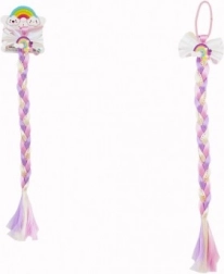 Gumka do włosów z kokardą i kolorowym warkoczem z cekinami