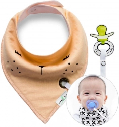 Chusta/bib z uchwytem na smoczek – łososiowy