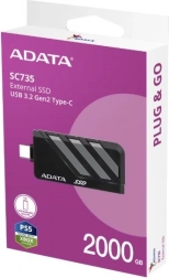 zewnętrzny ssd adata sc735 2 tb usb 3.2 gen 2 (do 1050/1000 mb/s) szary