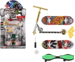 Zestaw finger skateboardów i hulajnogi z elementami na śrubki