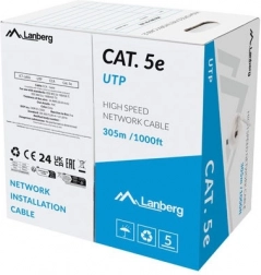 Lanberg kabel sieciowy UTP Kat.5E 305m szary Fluke przetestowany