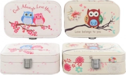 Szkatułka na biżuterię z motywem sówki z lusterkiem