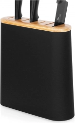 Czarny blok na noże z przegródkami z bambusa