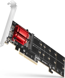 axagon pcie x8 adapter do 2× m.2 nvme z raid, kompatybilny bez bifurkacji, pełna i niskoprofilowa zaślepka