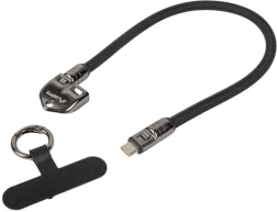 Kabel Lanberg USB-C z brelokiem i paskiem 30 cm 240 W czarny