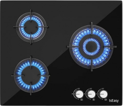 Trzystrefowa kuchenka gazowa ze szklanym panelem IsEasy