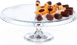 Szklany talerz na tort na nodze 32 cm