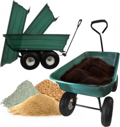 Ogrodowy wywrotny wózek 120 l, 240 kg, stalowa rama i duże koła pneumatyczne