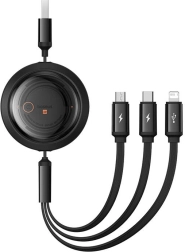 Wysuwany kabel ładujący 3w1 BASEUS Free2Draw, USB-A do USB-C + Micro USB + Lightning, 3,5 A, 1,1 m, czarny
